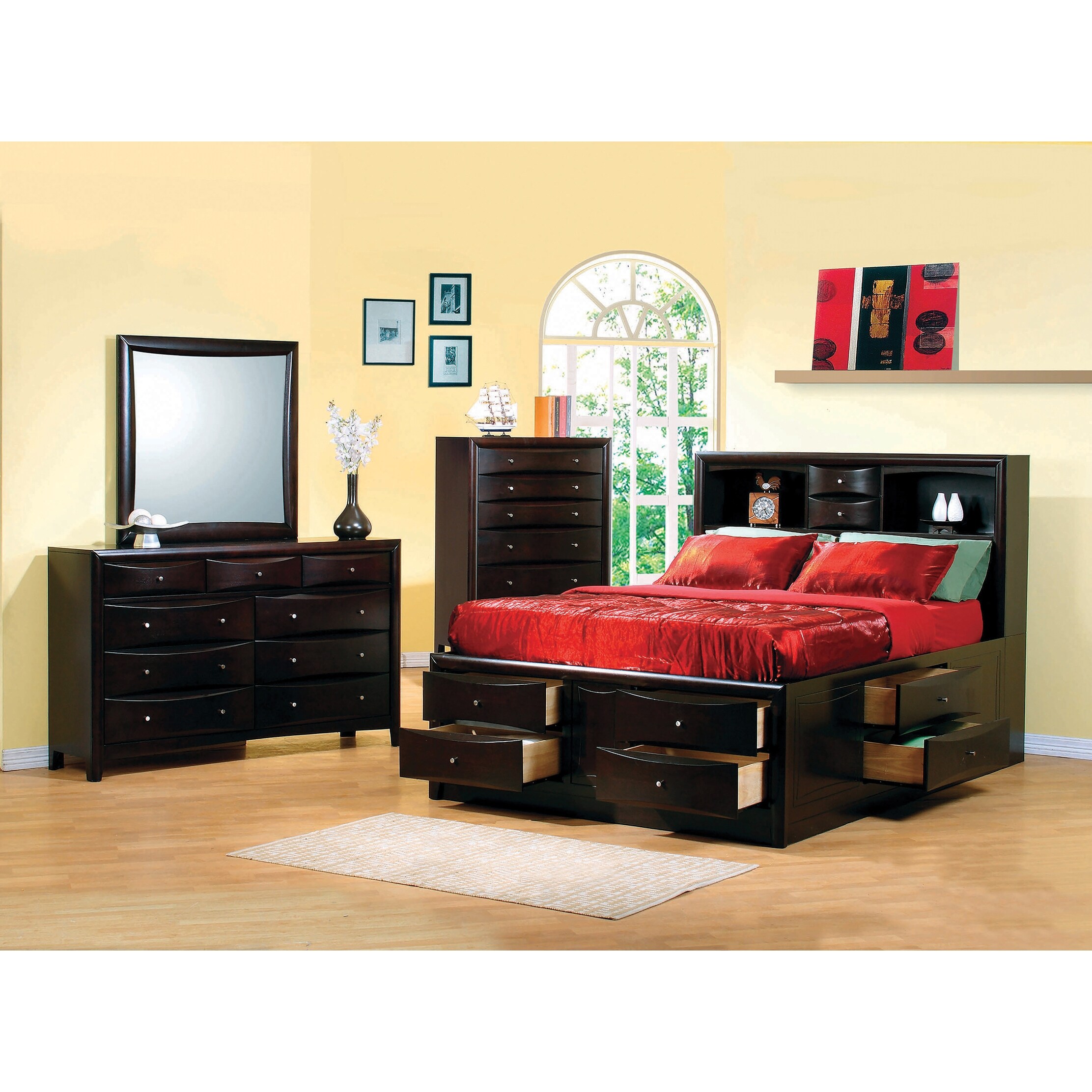 Entrepreneur Cappuccino 4-piece Bedroom Set with 2 Nightstands and Dresser - - 34935924