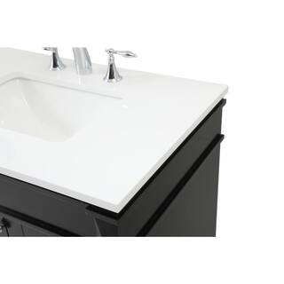 Simply Living 32 in. W x 21 in. D x 35 in. H Bath Vanity in Black with Ivory White Quartz Top SL95496BK