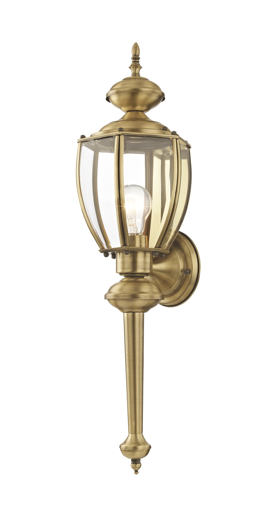 Livex Outdoor Basics 2112-02 Outdoor Wall Lantern - Polished Brass - 7W in.