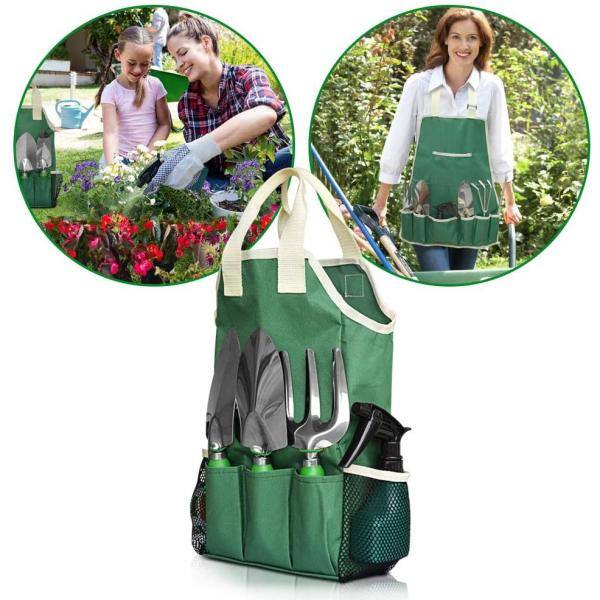 GardenHOME 11-Piece Garden Tool Set Garden Set Gardening Equipment Tote Bag Adjustable Canvas Gardening Apron Garden Gifts HG2111