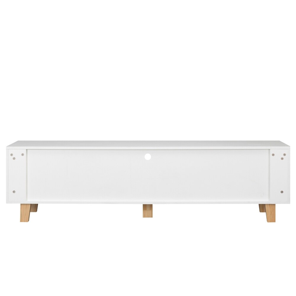 White TV Stand Media Storage Cabinets with LED Light Fit up to 65\