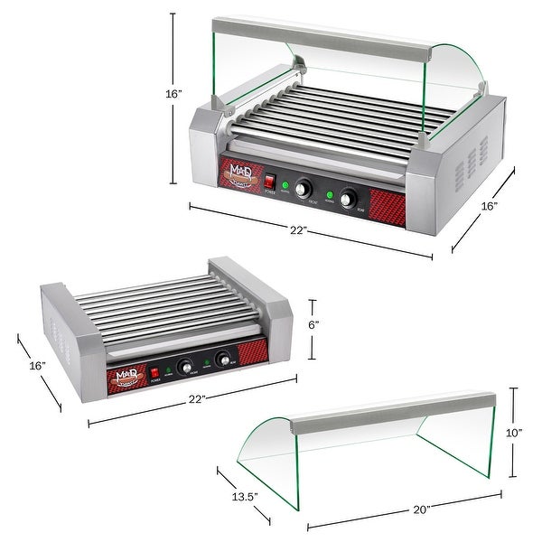 9 Roller Hot Dog Machine with Tempered Glass Cover by Great Northern Popcorn