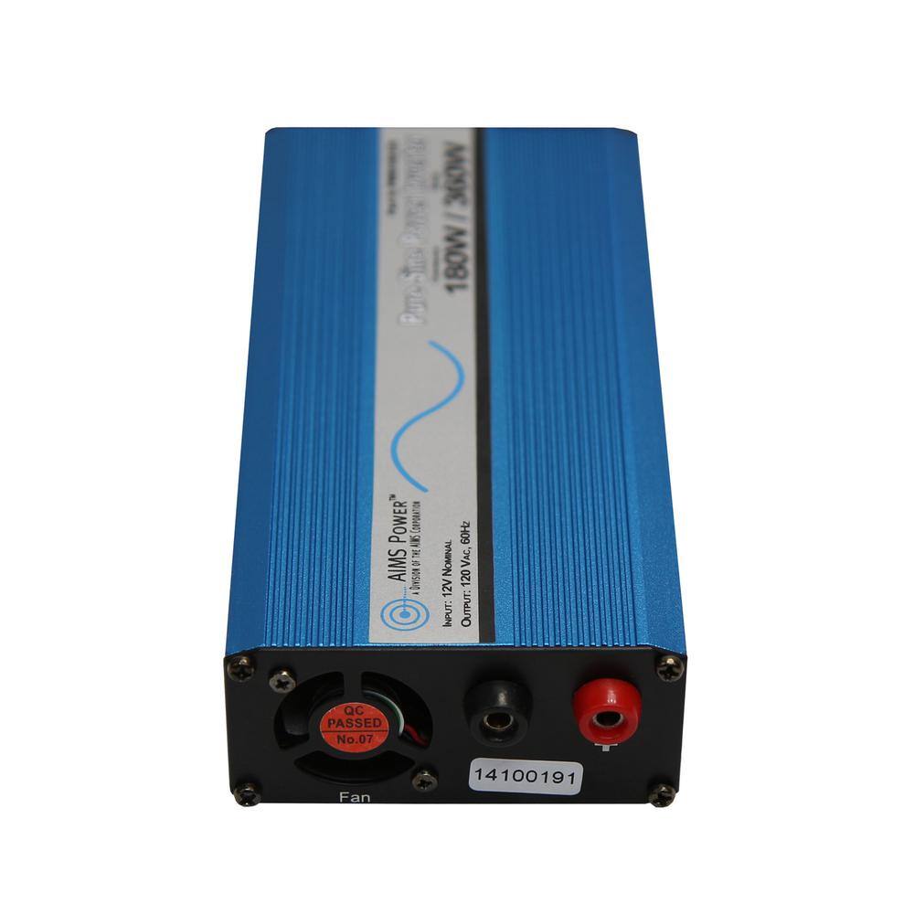 AIMS POWER 180 Watt Pure Sine Power Inverter 12-Volt DC to 120-Volt AC PWRI18012S