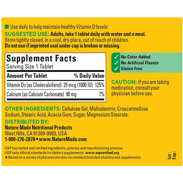 Nature Made 300-Count D3 Supplement Tablets