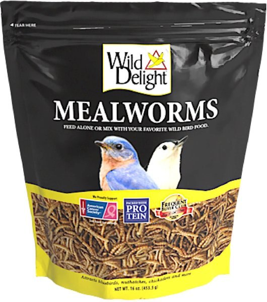 Wild Delight Mealworms Wild Bird Food， 16-oz bag