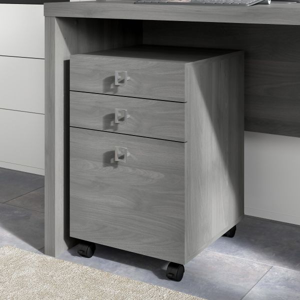 Office by kathy ireland Echo 3 Drawer Mobile File Cabinet in Modern Gray