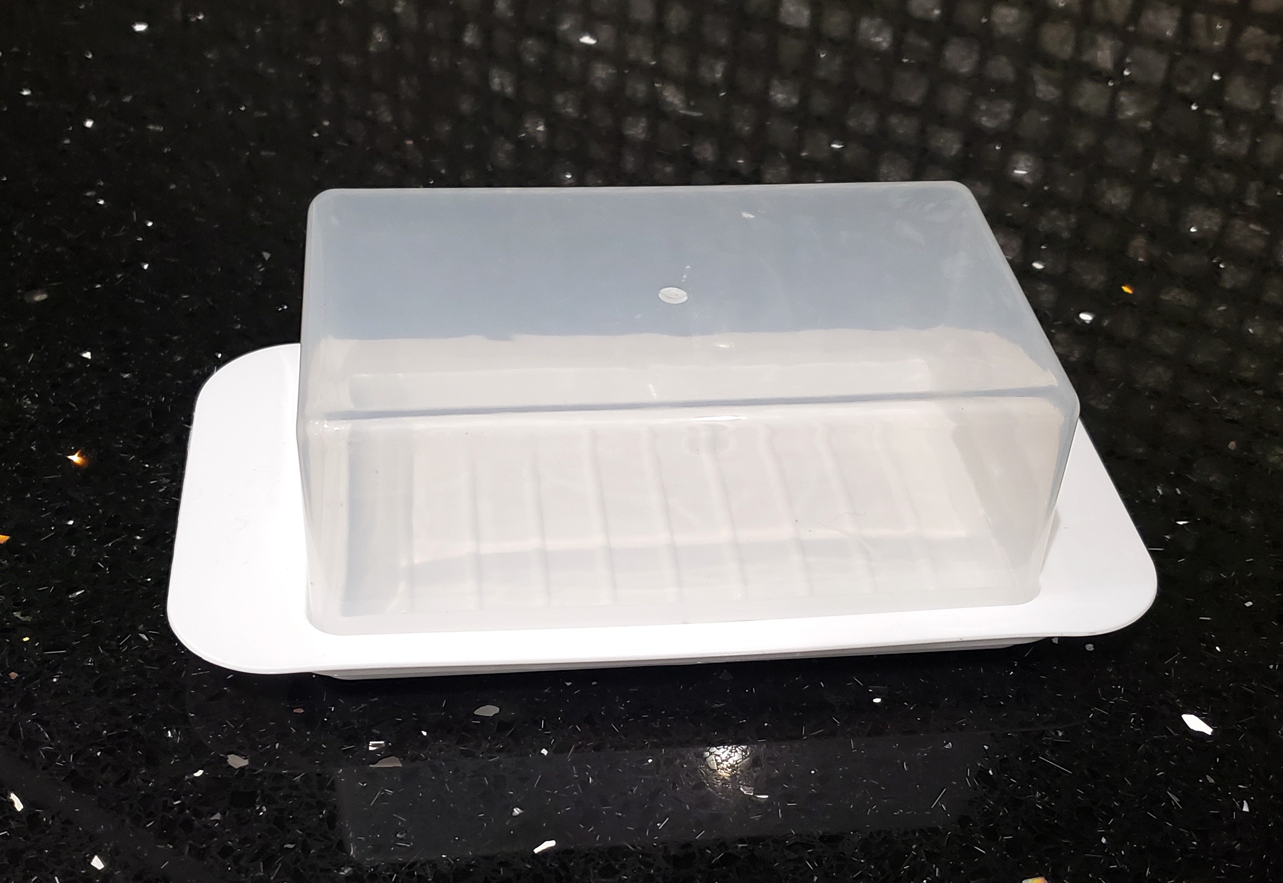 Dependable Industries Standard Butter Dish White Base Smoked Clear Top For the Smaller Bars