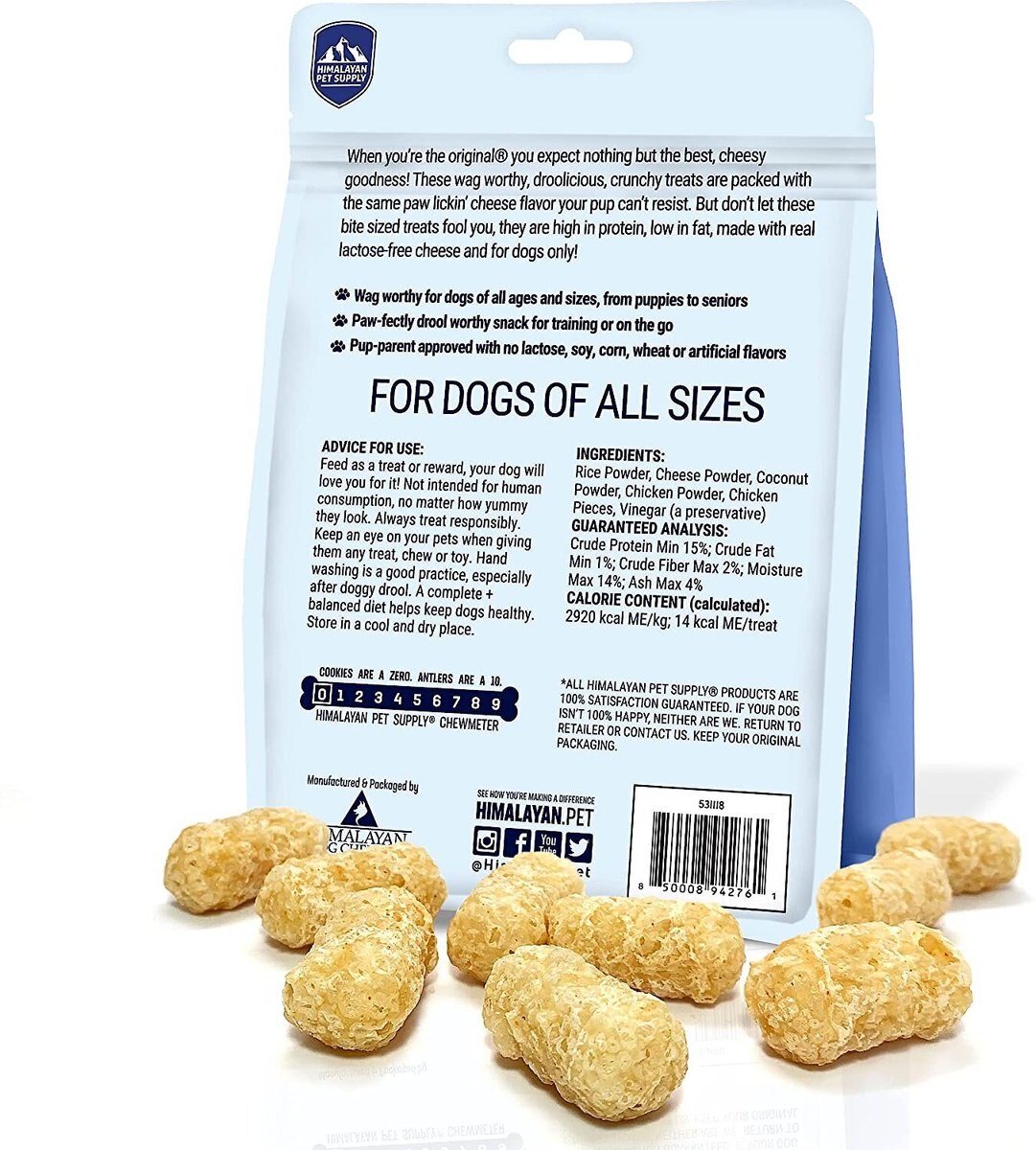 Himalayan Pet Supply Barkeetos Grain-Free Chicken Crunchy Dog Treats， 3-oz bag