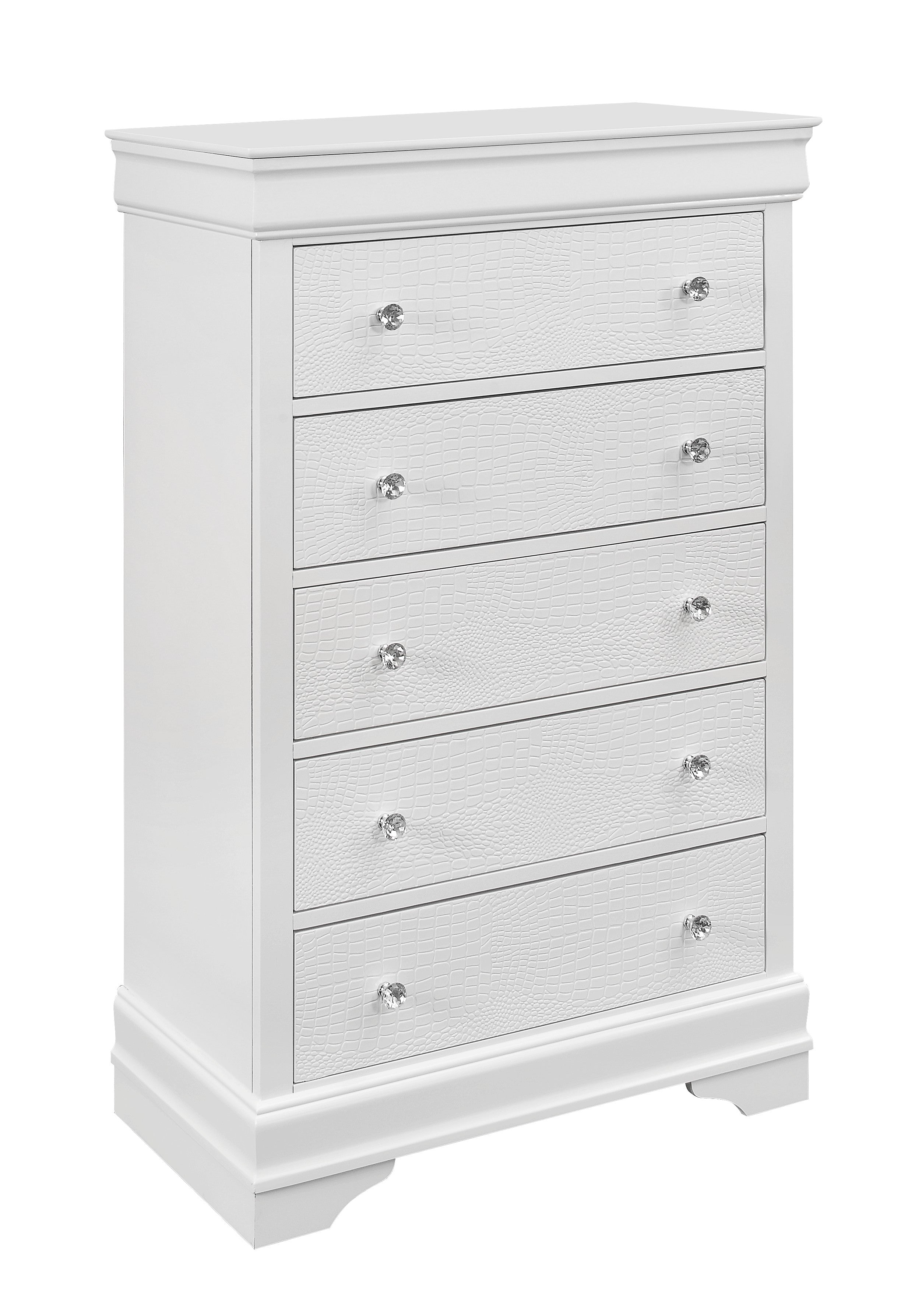 Global Furniture USA Pompei Metallic White Chest