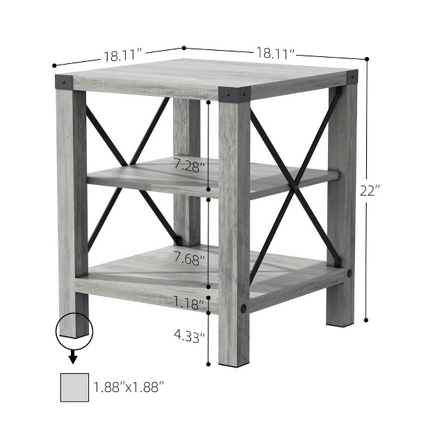 Trinity Modern Farmhouse Metal X Side Table 18 Inch Gray