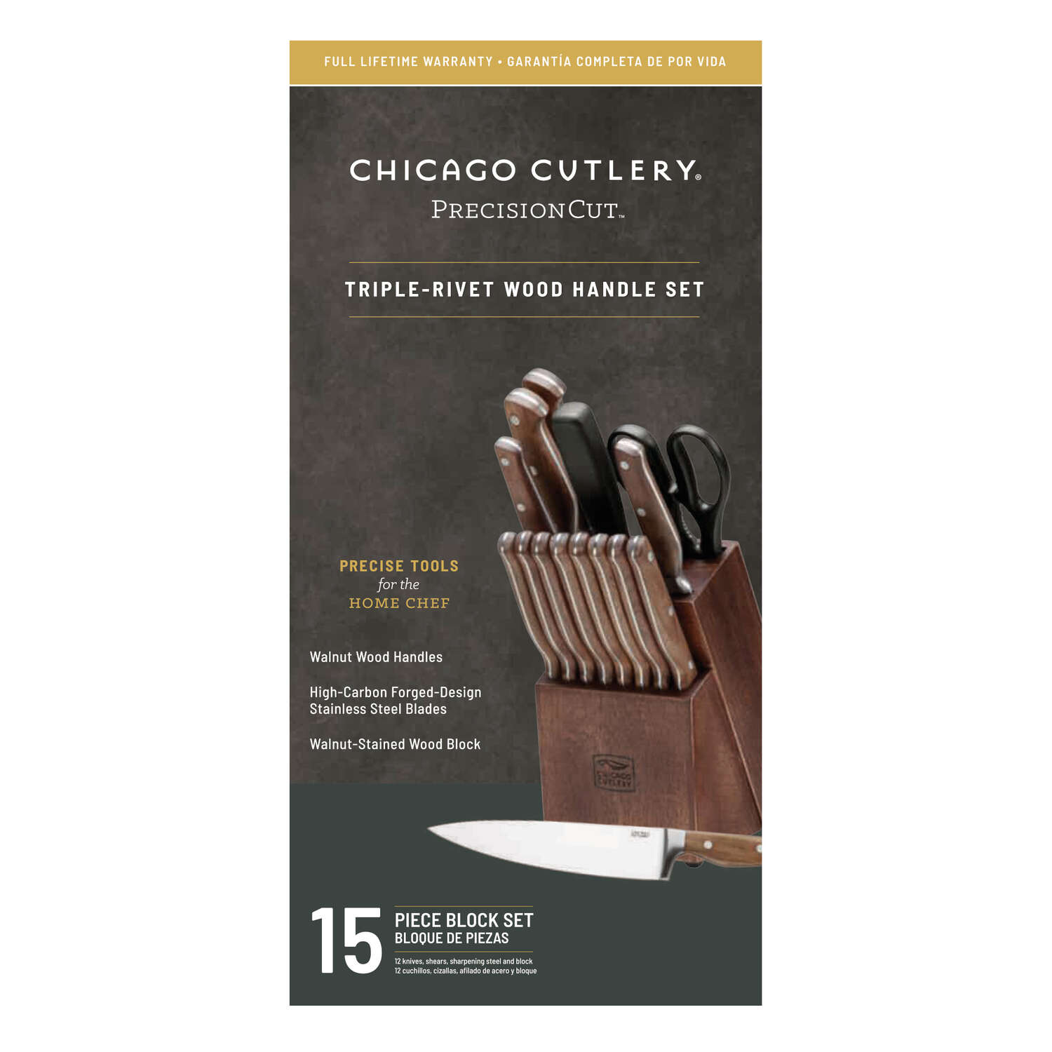 Chicago Cutlery Stainless Steel Block Knife Set 15 pc