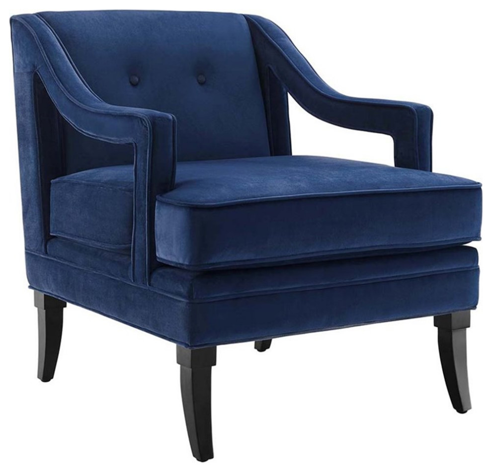 Modway Concur Tufted Performance Velvet Accent Chair in Navy   Contemporary   Armchairs And Accent Chairs   by Homesquare  Houzz