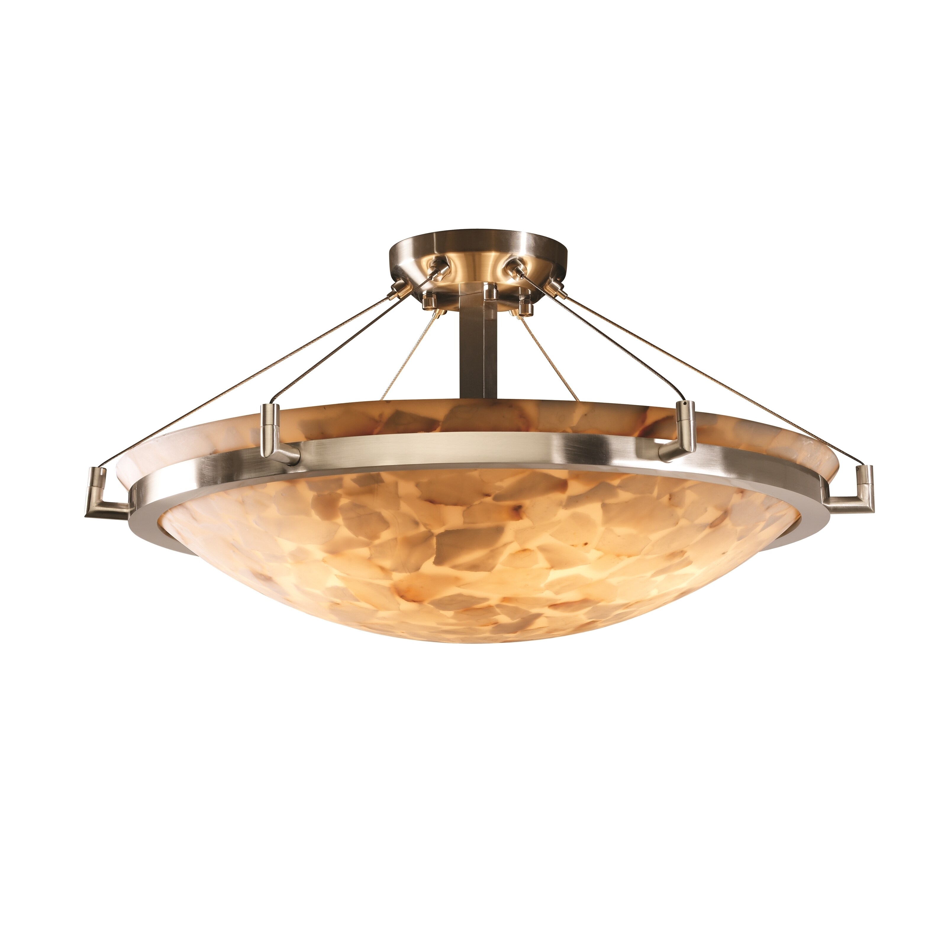 Justice Design Alabaster Rocks Ring 6-light Brushed Nickel Round Bowl Semi-flush