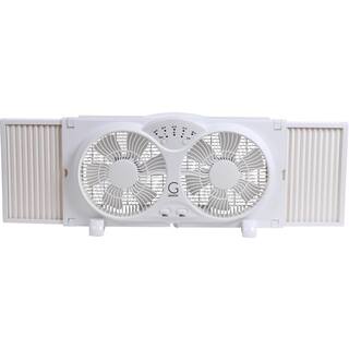 Genesis Twin Fan High Velocity Reversible AirFlow Fan, LED Indicator Lights Adjustable Thermostat & Max Cool Technology, ETL Certified, White (A1WINDOWFAN)