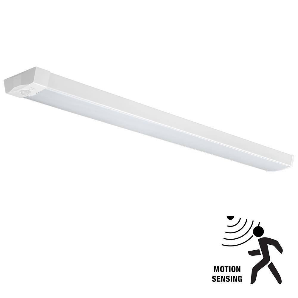 Commercial Electric 4 ft. 64W Equivalent Motion Sensing Integrated LED White Strip Light Fixture 3600 Lumens 4000K Bright White (4-Pack) 56513241ST-4PK