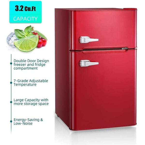 3.2 Cu.Ft Freestanding Compact Refrigerator with Freezer，2 Doors