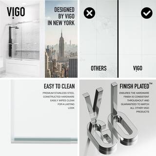 VIGO Houston 56 to 60 in. W x 66 in. H VMotion Sliding Frameless Tub Door in Chrome with 38 in. (10mm) Clear Glass VG6023CHCL6066