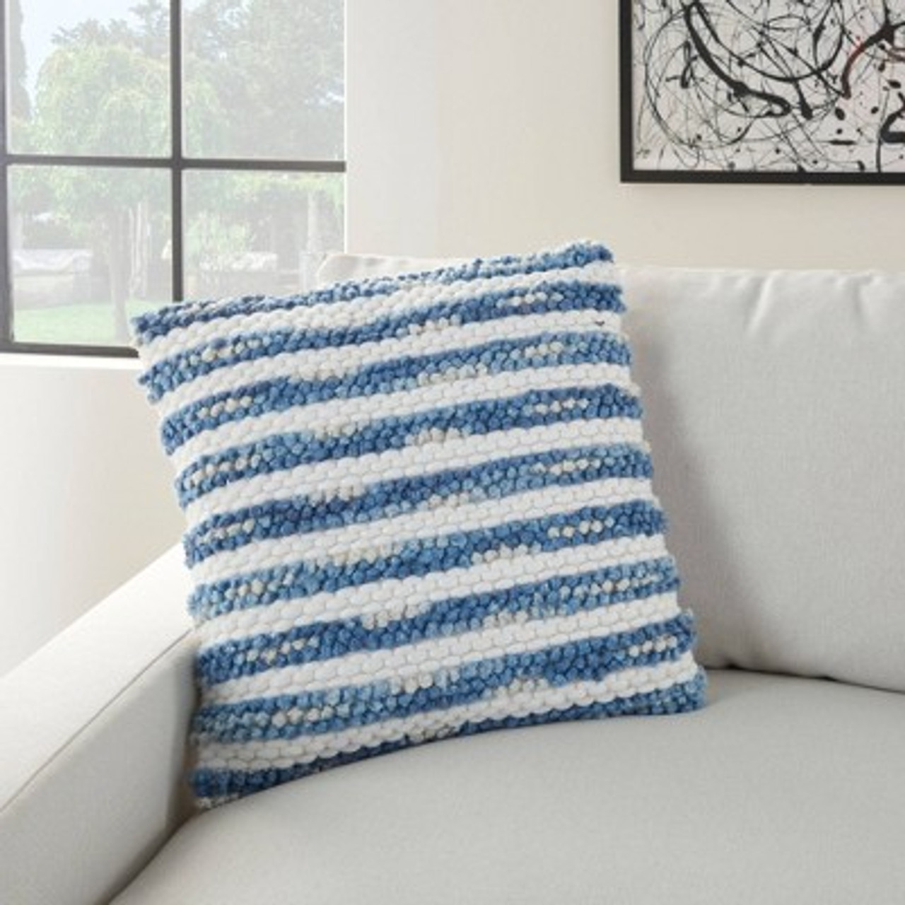 20x20 Oversize Life Styles Ombre Woven Striped Square Throw Pillow Navy - Mina Victory