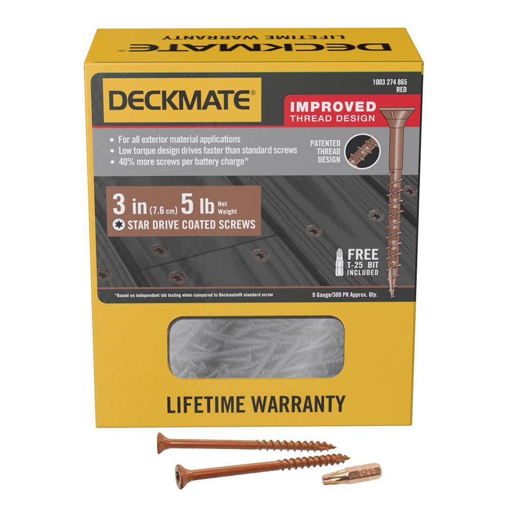 Deckmate #9 x 3 in. Star Flat-Head Wood Deck Screw 5 lbs.-Box (309-Piece) 115970