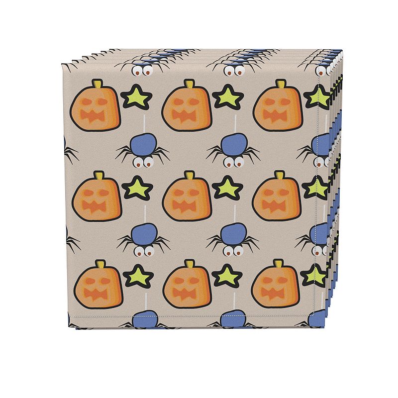 Napkin Set， 100% Polyester， Set of 4， 18x18， Pacman Halloween