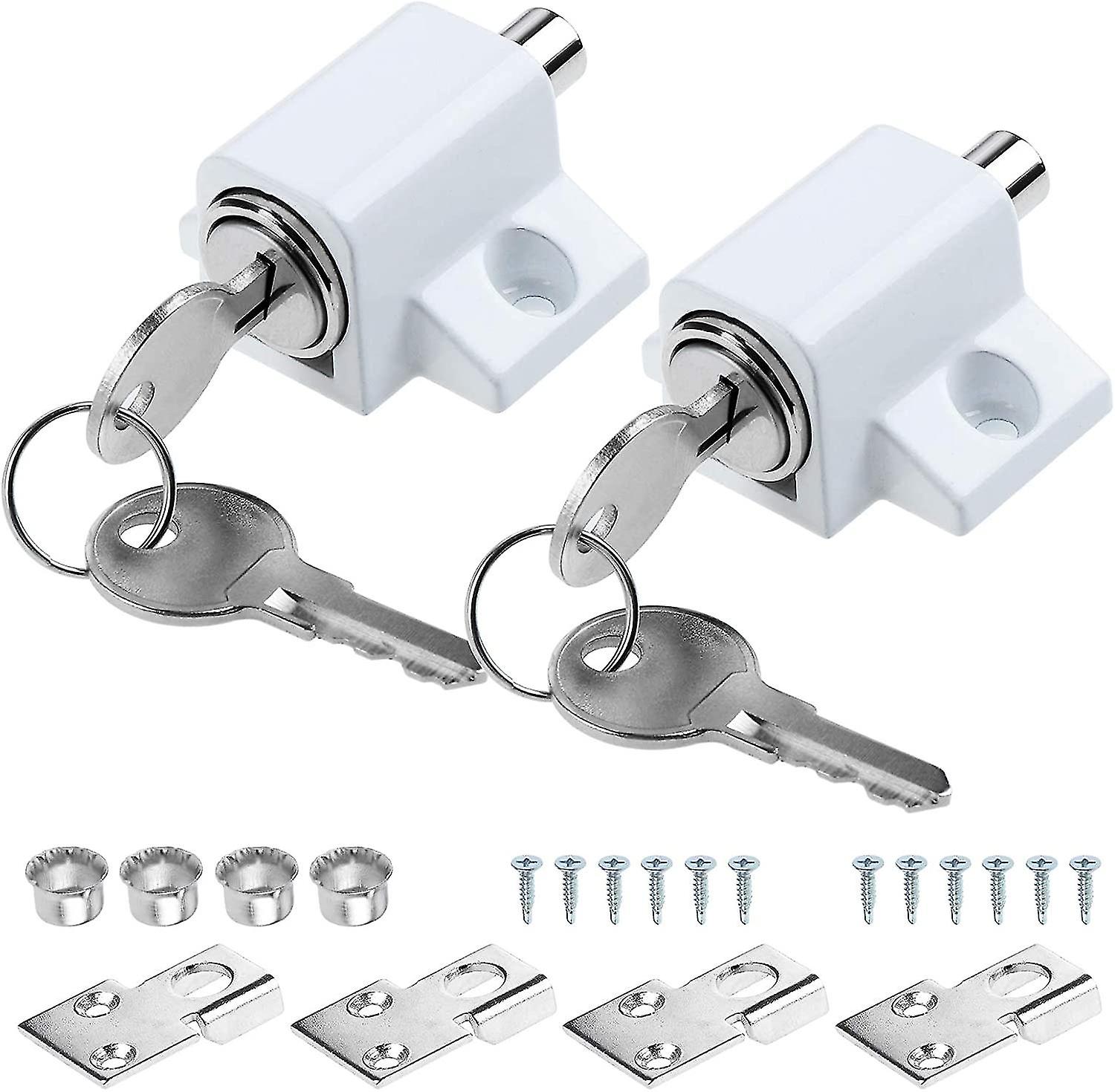 X White Sliding Patio Door Latches Fixed Bolt Window Security Lock For Child Safety