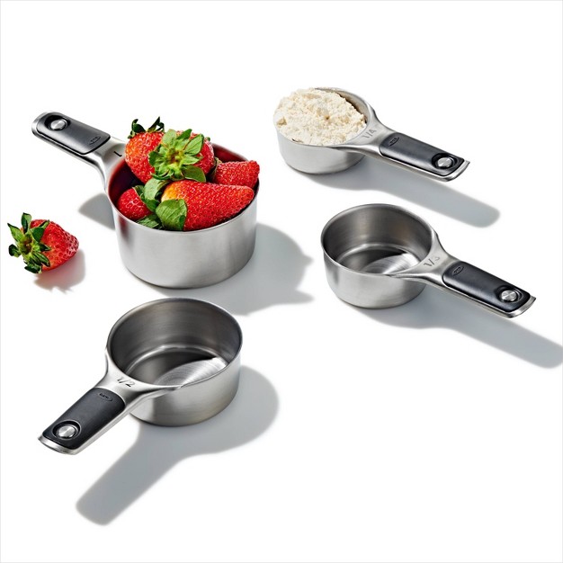 Oxo 4pc Stainless Steel Magnetic Measuring Cups Set Black