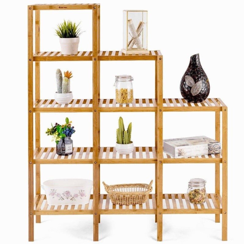 5-Tier Multifunctional Bamboo Plant Display Stand Organizer