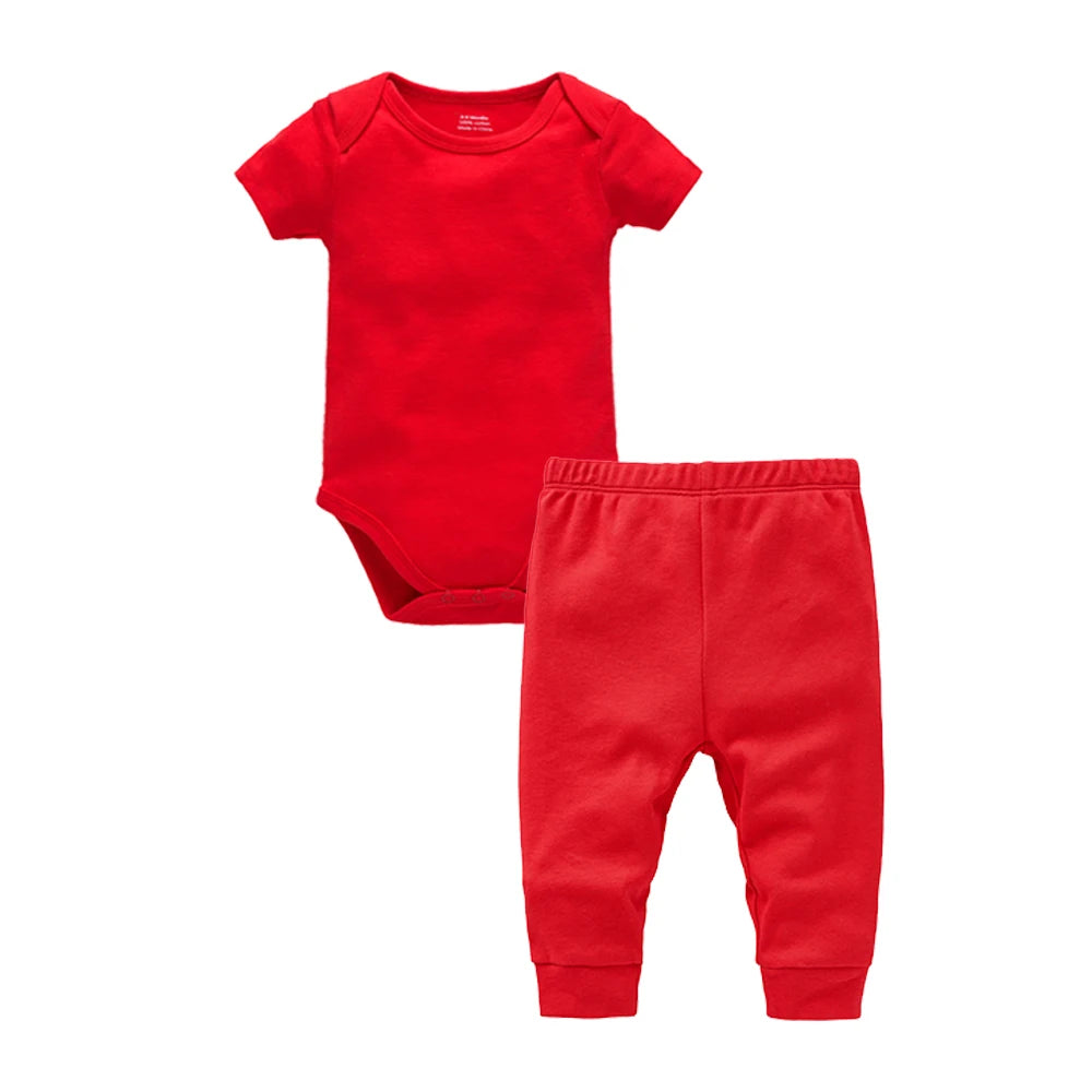 Muslin Blank 2 Pieces Baby Rompers Pants Set Plain Colors Summer Short Sleeve Bodysuit Kids Clothing Set Boys Clothes