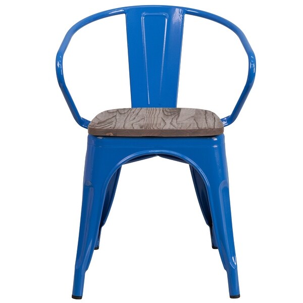 Metal Chair with Wood Seat and Arms