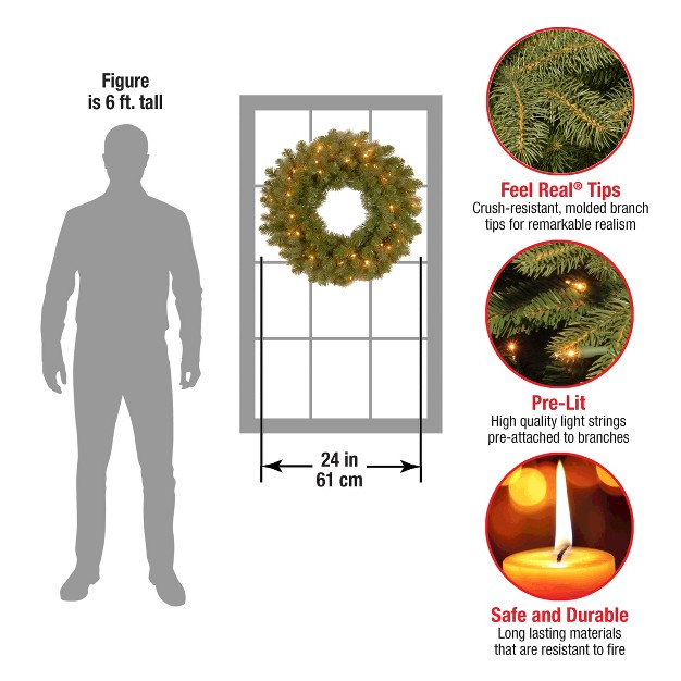 24 In Pre lit Downswept Douglas Wreath With Warm White Led Lights National Tree Company