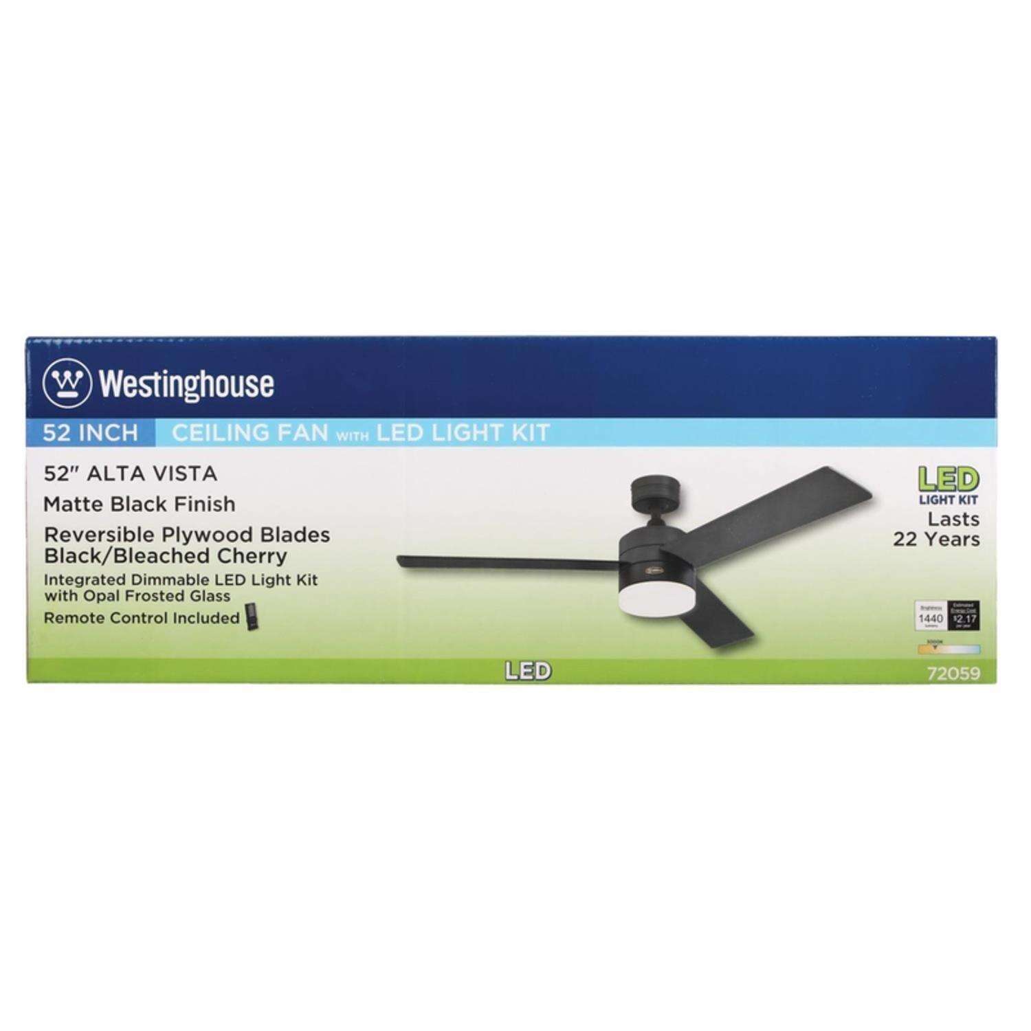 Westinghouse Alta Vista 52 in. Matte Black LED Indoor Ceiling Fan