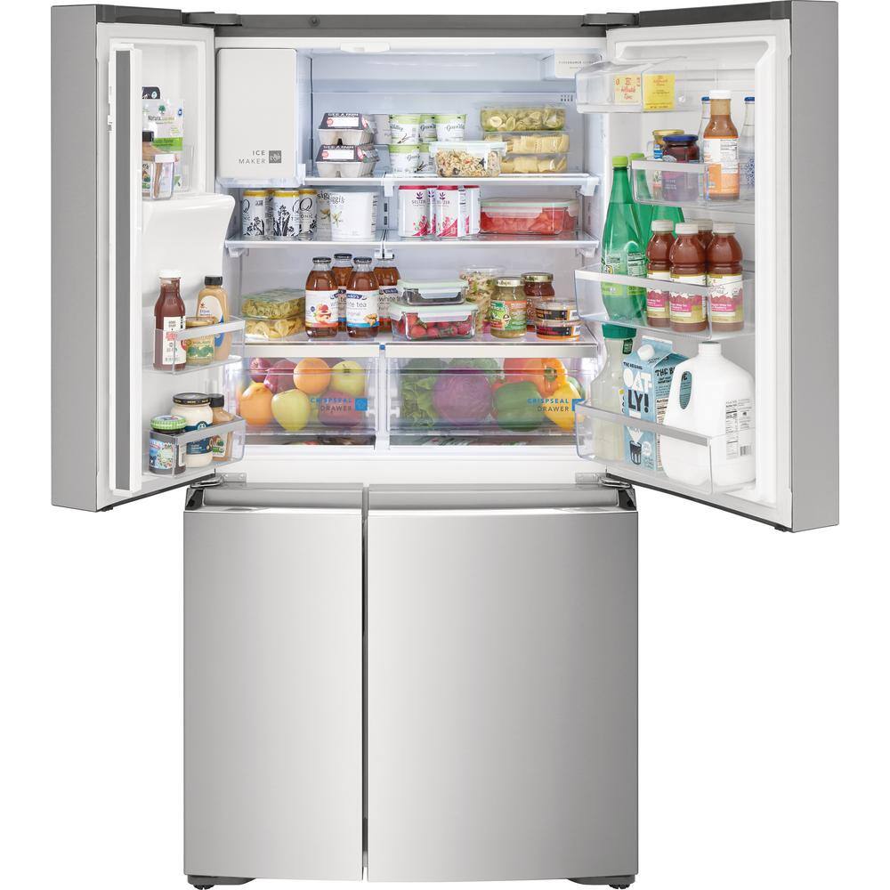 FRIGIDAIRE GALLERY 36 in. Wide 21.5 cu. ft. Counter-Depth 4-Door Refrigerator in Stainless Steel GRQC2255BF