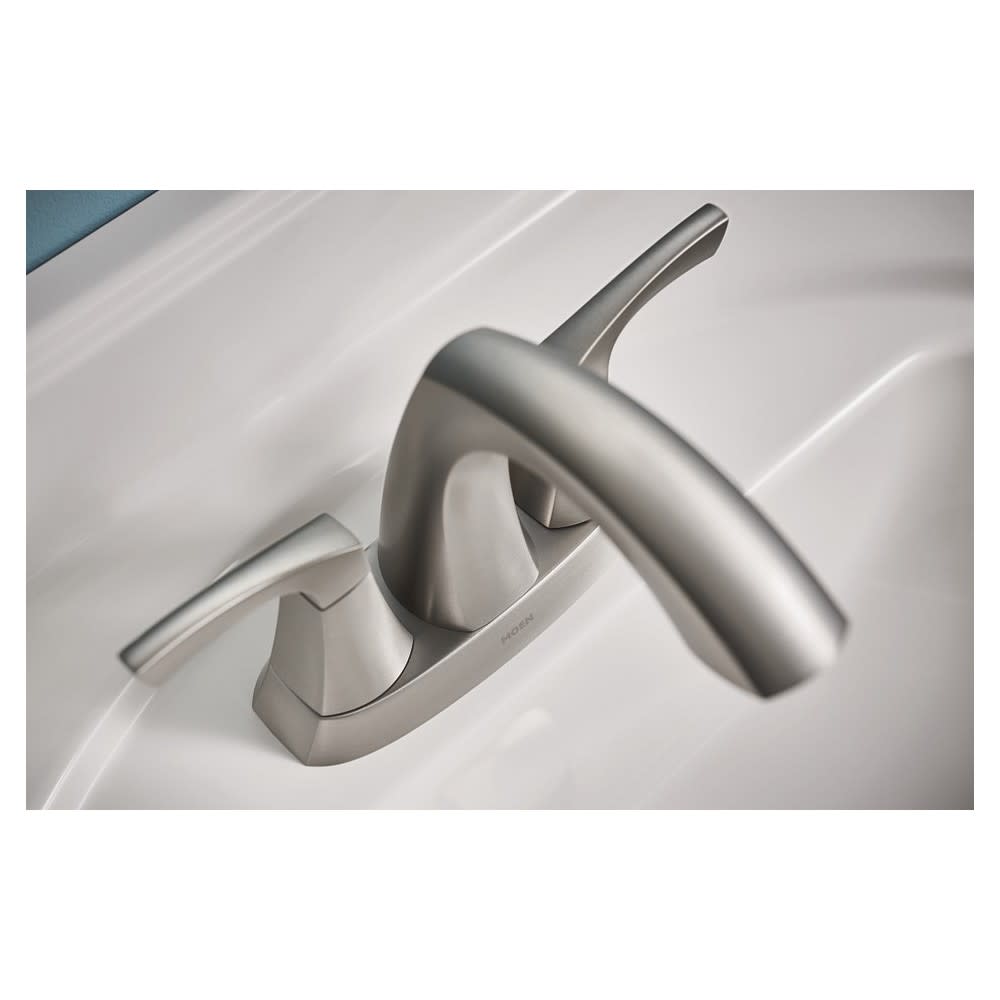 Moen Lindor Bathroom Faucet Spot Resist Nickel 2 Handle High Arc