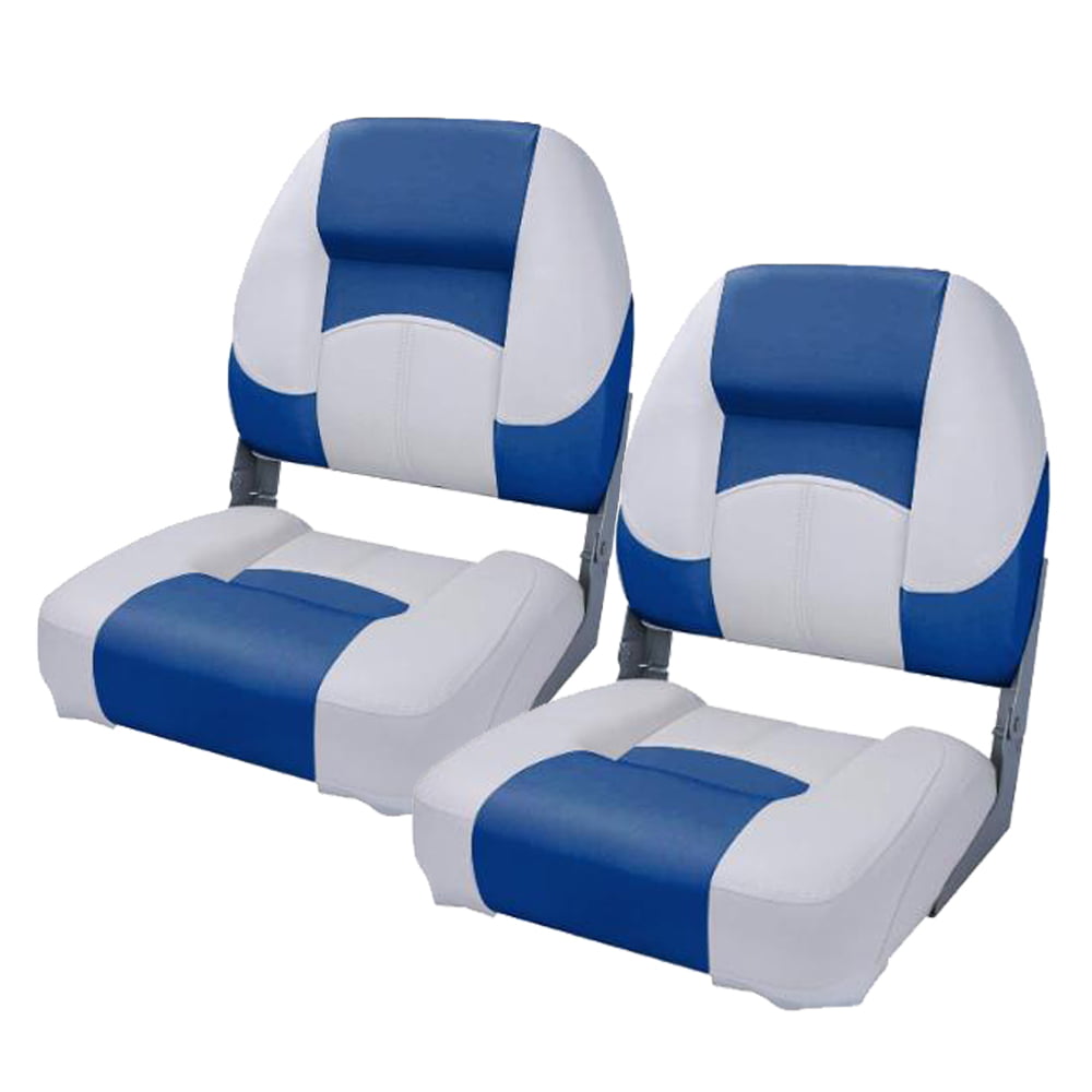 Seamander Deluxe Folding Boat Seat， White/Blue， 2 seats， Fishing Seat 113