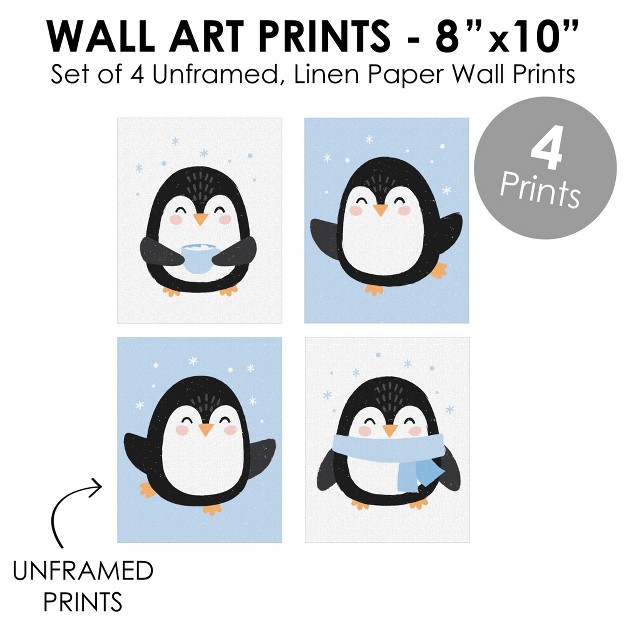 Big Dot Of Happiness Winter Penguins Unframed Holiday And Christmas Linen Paper Wall Art Set Of 4 Artisms 8 X 10 Inches