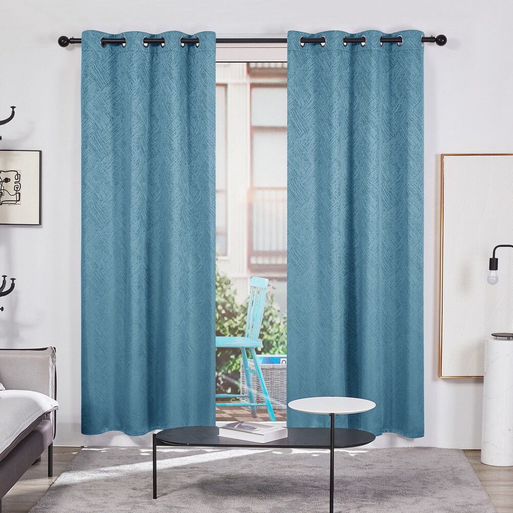 Deconovo Full Blackout Textured Linen Curtains(2 Panel)