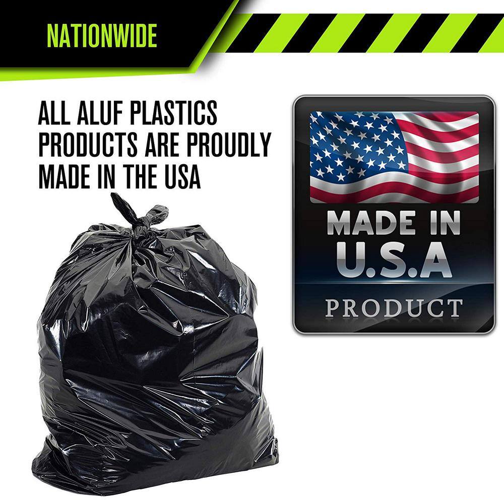 Aluf Plastics 30 Gal. 1.4 Mil Black Garbage Bags 30 in. x 36 in. Pack of 100 for Contractor Outdoor and Storage PG6-3740