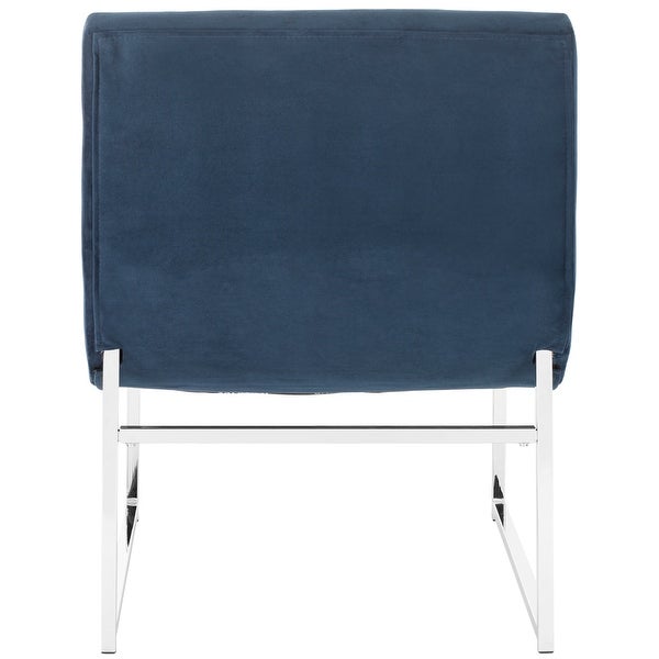 SAFAVIEH Mid-Century Modern Glam Hadley Tufted Velvet Navy Blue Club Chair - 25