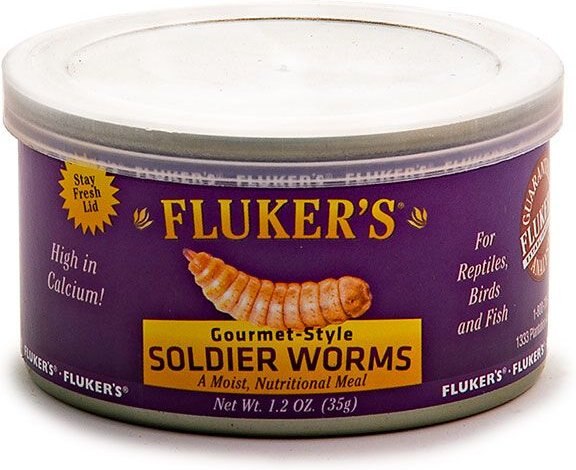 Fluker's Gourmet Canned Soldierworms Reptile Food， 1.2-oz bag