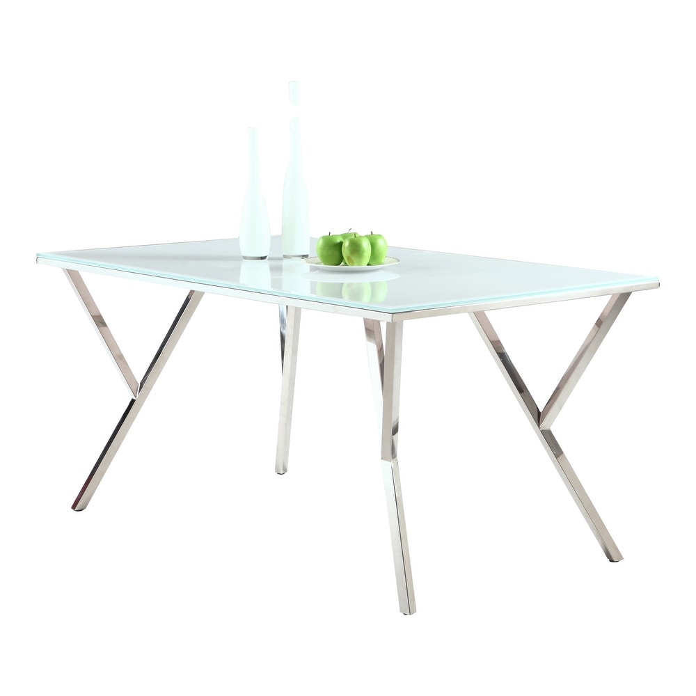 Somette White Starphire 61 inch Glass Dining Table