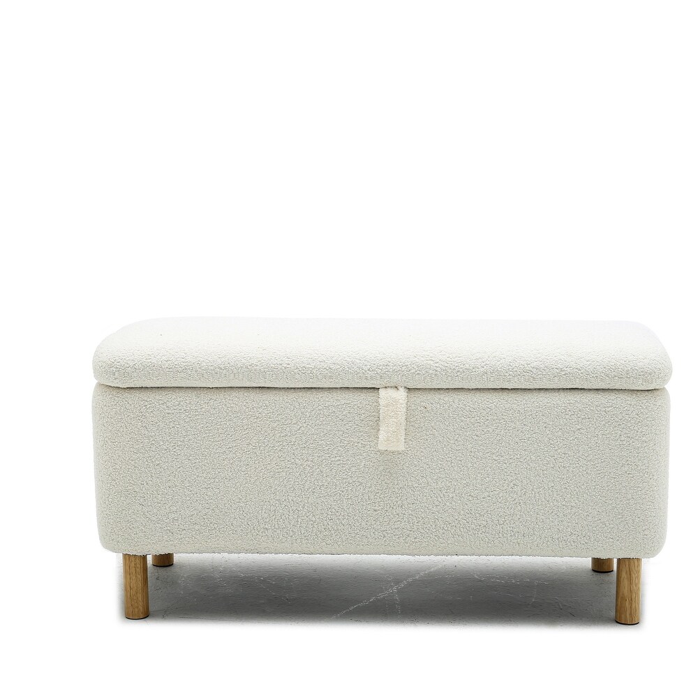 Boucle Upholstered Foot Stool Storage Bench / Entryway Benchs