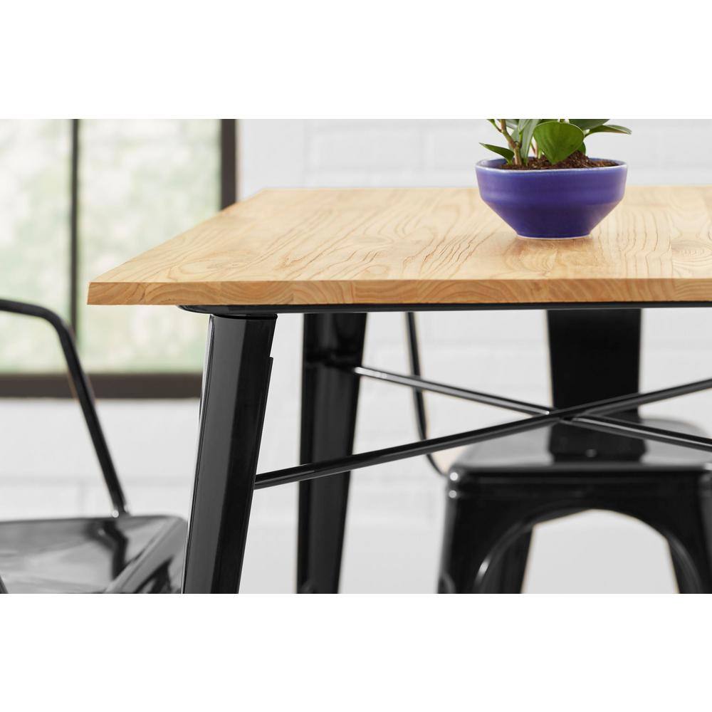 StyleWell Finwick Black Metal Square Dining Table TW801-BLK