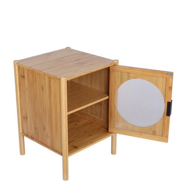 1 Door nightstand，Bamboo Mid Century Modern Nightstand