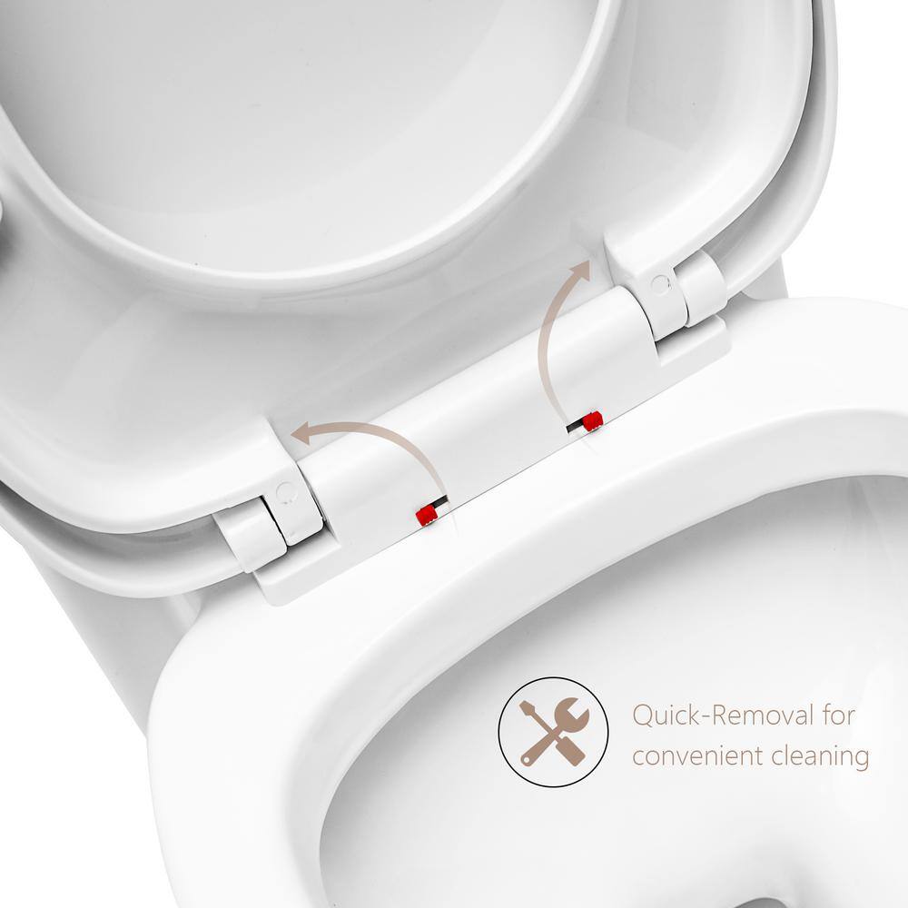 LORDEAR 12 in. Rough-In 1-piece 1.61.1 GPF Dual Flush Elongated Toilet in White Soft Close Seat Included MT60DL8