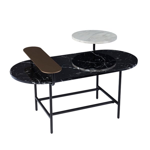 SEI Furniture Aasen Contemporary Black Stone Coffee Table