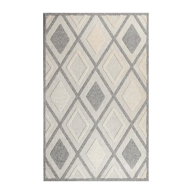 Superior Modern Geometric Diamond Lattice Indoor Outdoor Area Rug