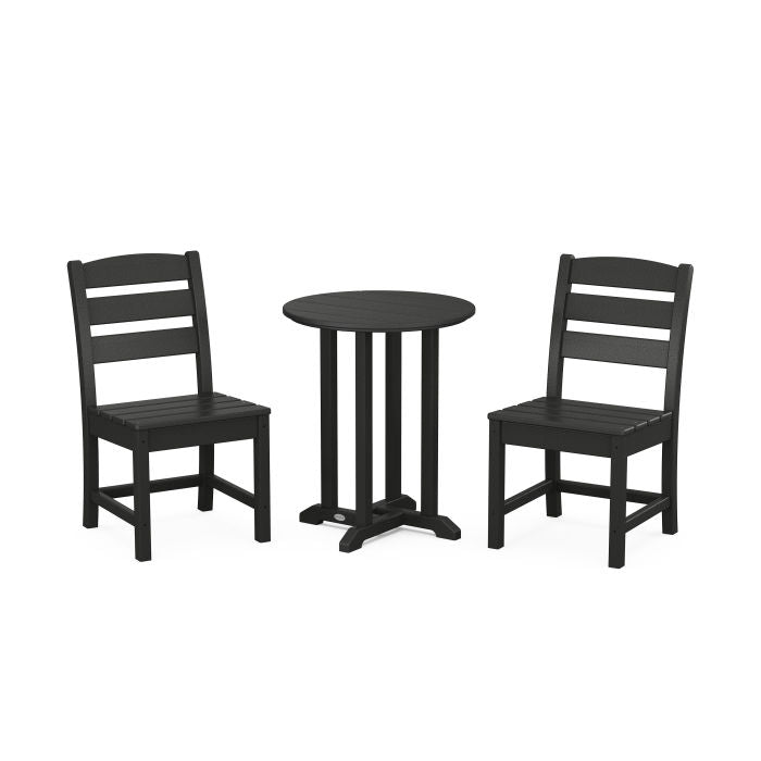 Polywood Lakeside Side Chair 3-Piece Round Bistro Dining Set PWS1302-1