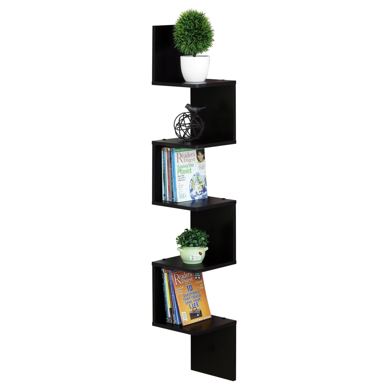 Furinno 5 Tier Wall Mount Floating Corner Square Shelf, FR16123EX