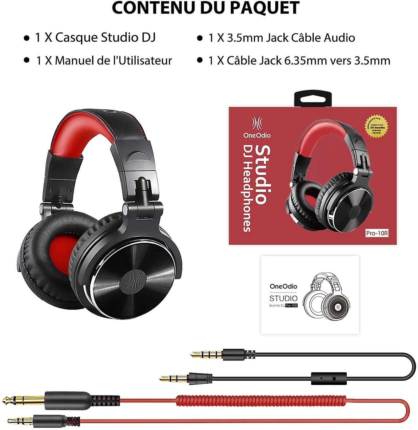 OneOdio Pro13 Professional Studio Audio Headphones， Wired Headphones， Monitoring Headphones， Perfect Sound for Synthesizer PC TV Tablet Smartphone，Red