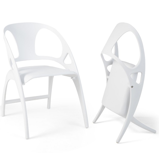 Costway Set Of 2 Folding Dining Chairs Modern Pp Dining Chairs Indoor amp Outdoor White green grey orange